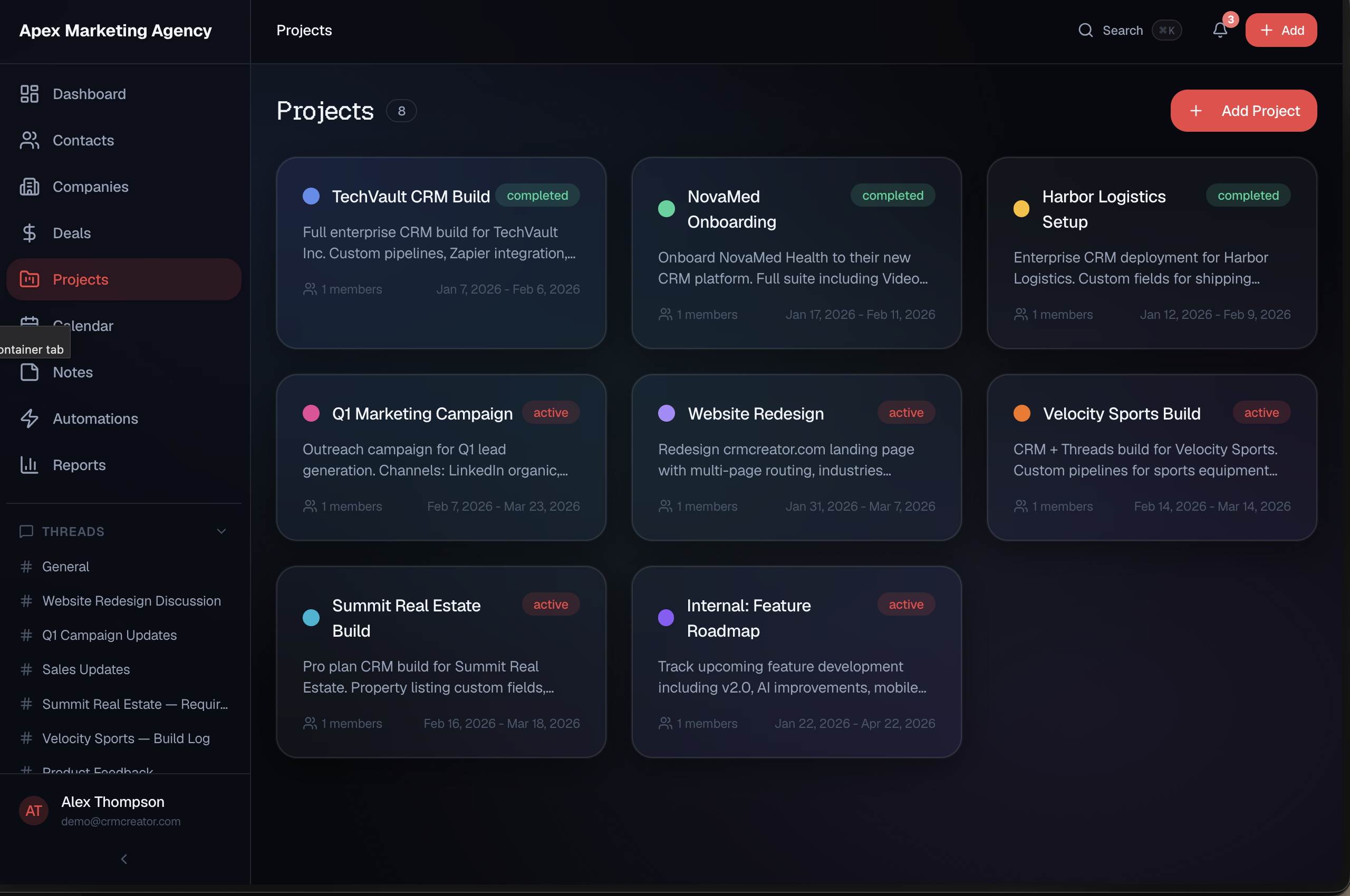 Projects, tasks, and deadlines in one place.